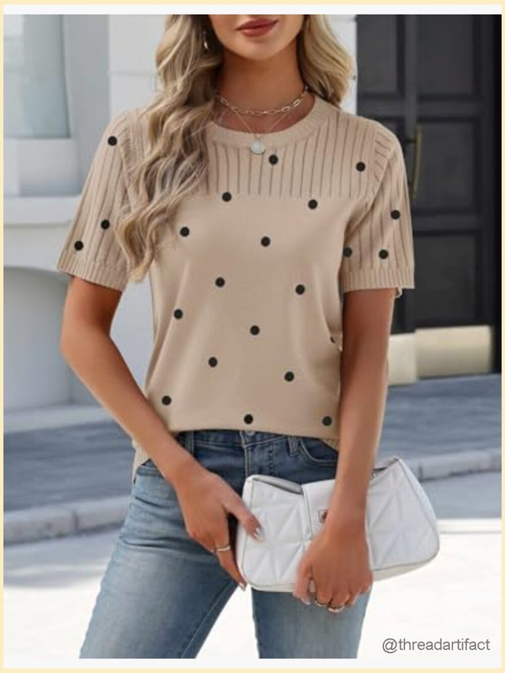 Women's Short Sleeve Crew Neck Hollow Out Pullover Sweater Blouse Lightweight - Picture 4 of 7